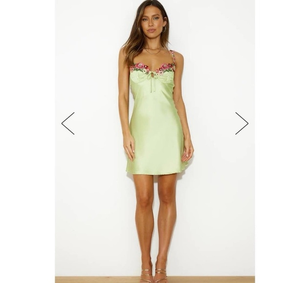 NWT Hello Molly Satin Sleeveless Mini Dress Small Lime Green - Picture 2 of 4